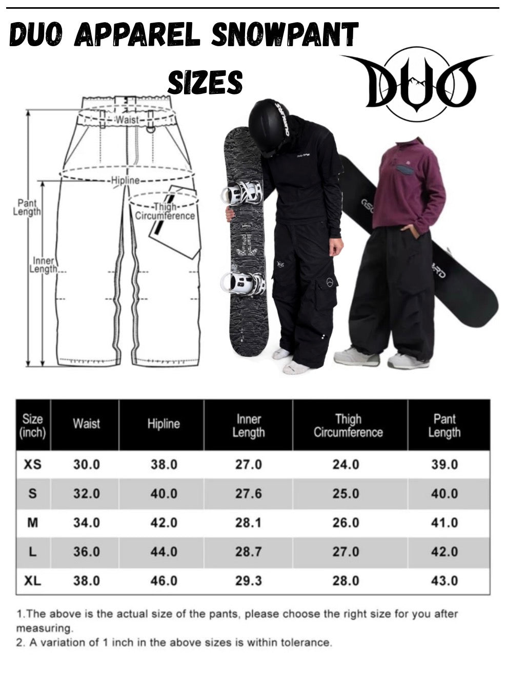 duo black snowpants